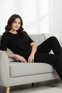 Zivame 2 Mile Fashion Knit Cotton Loungewear Set - Black Beauty — thumbnail 6